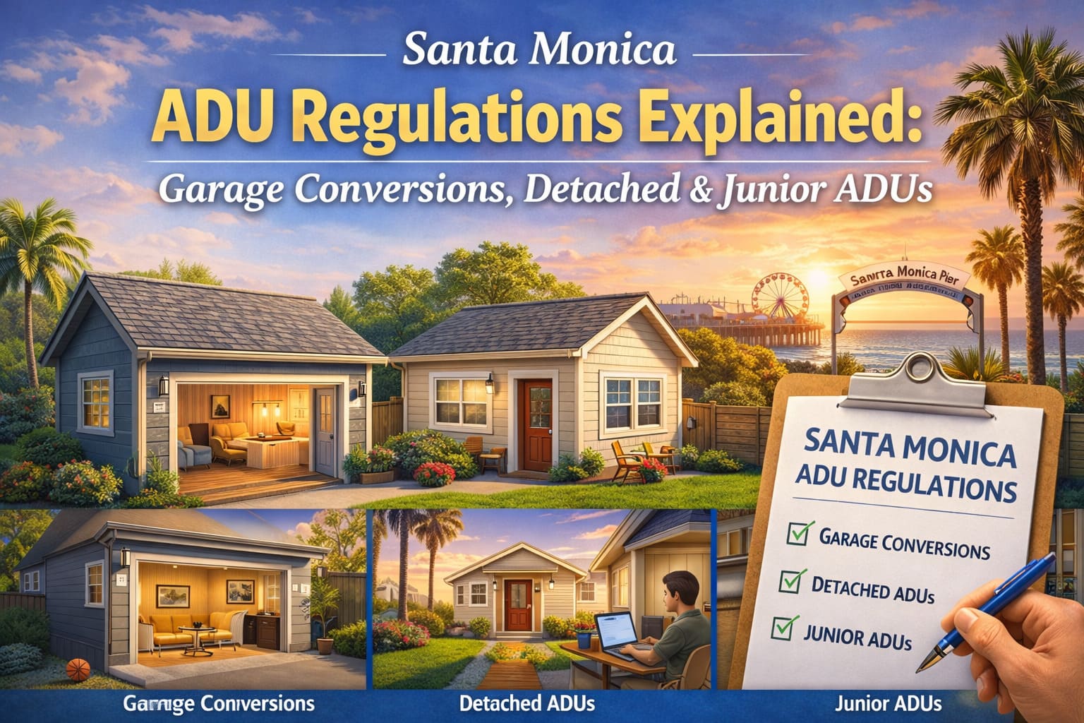 Santa Monica ADU regulations guide 2026 - Garage conversions, detached and junior ADU requirements in California