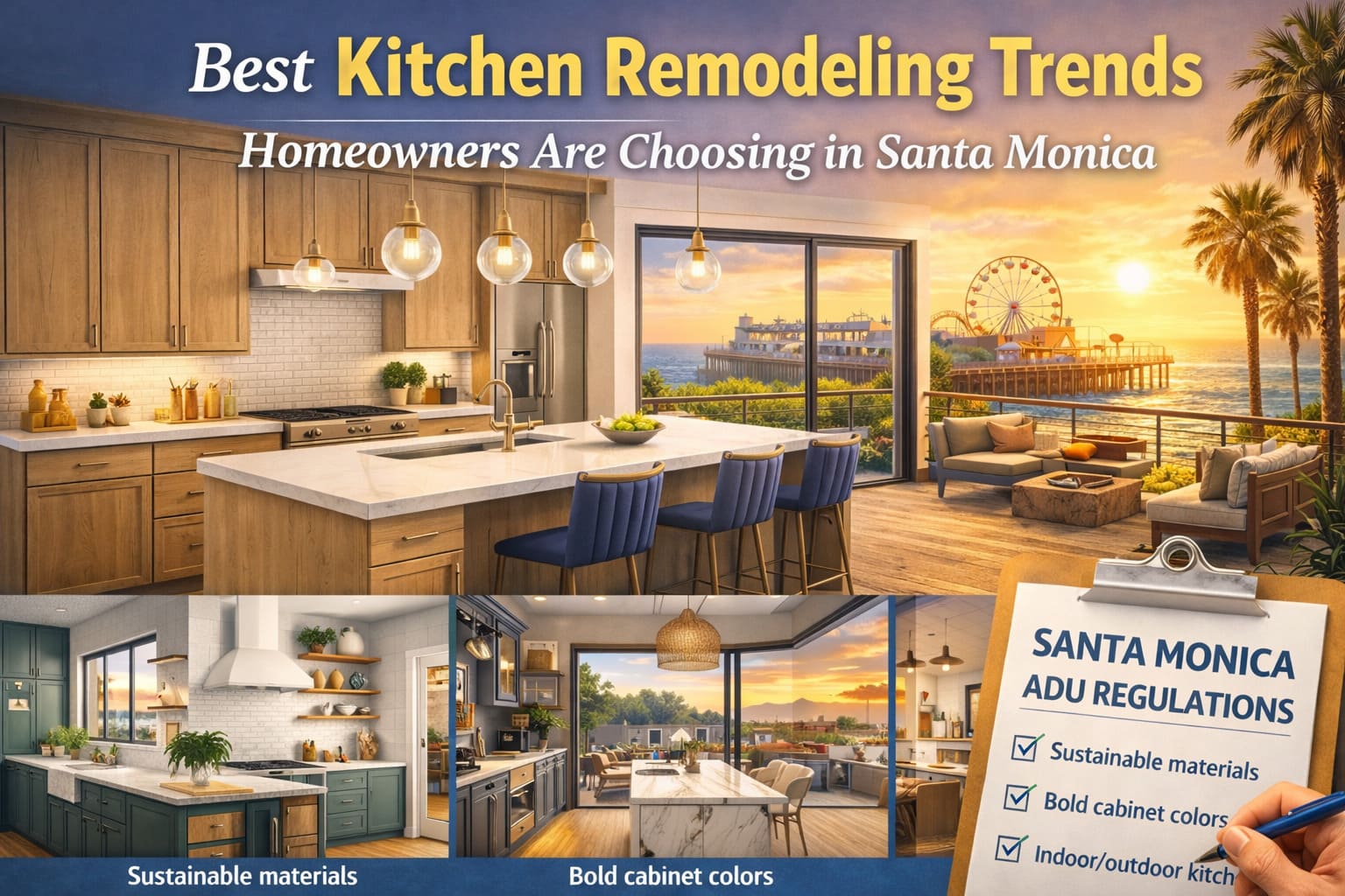 Santa Monica kitchen remodeling trends 2026 - Coastal design, smart technology, and sustainable materials for California homes